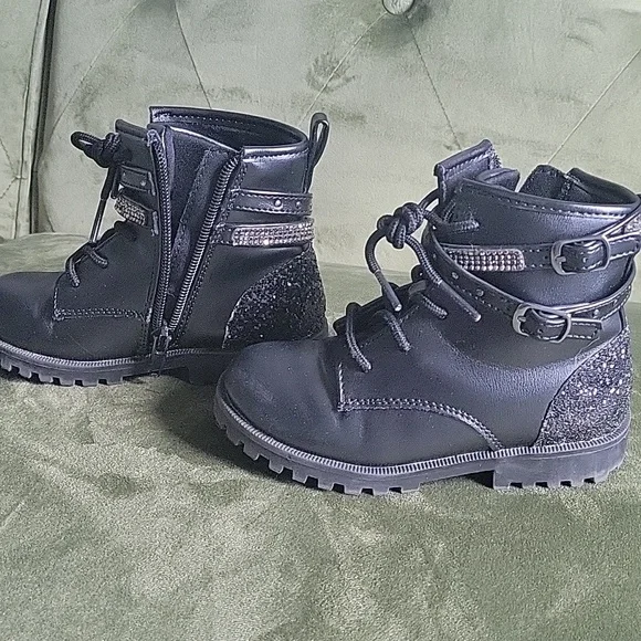 Mix No.6 Black Kids Boots with Glitter Accents - Picture 3 of 4
